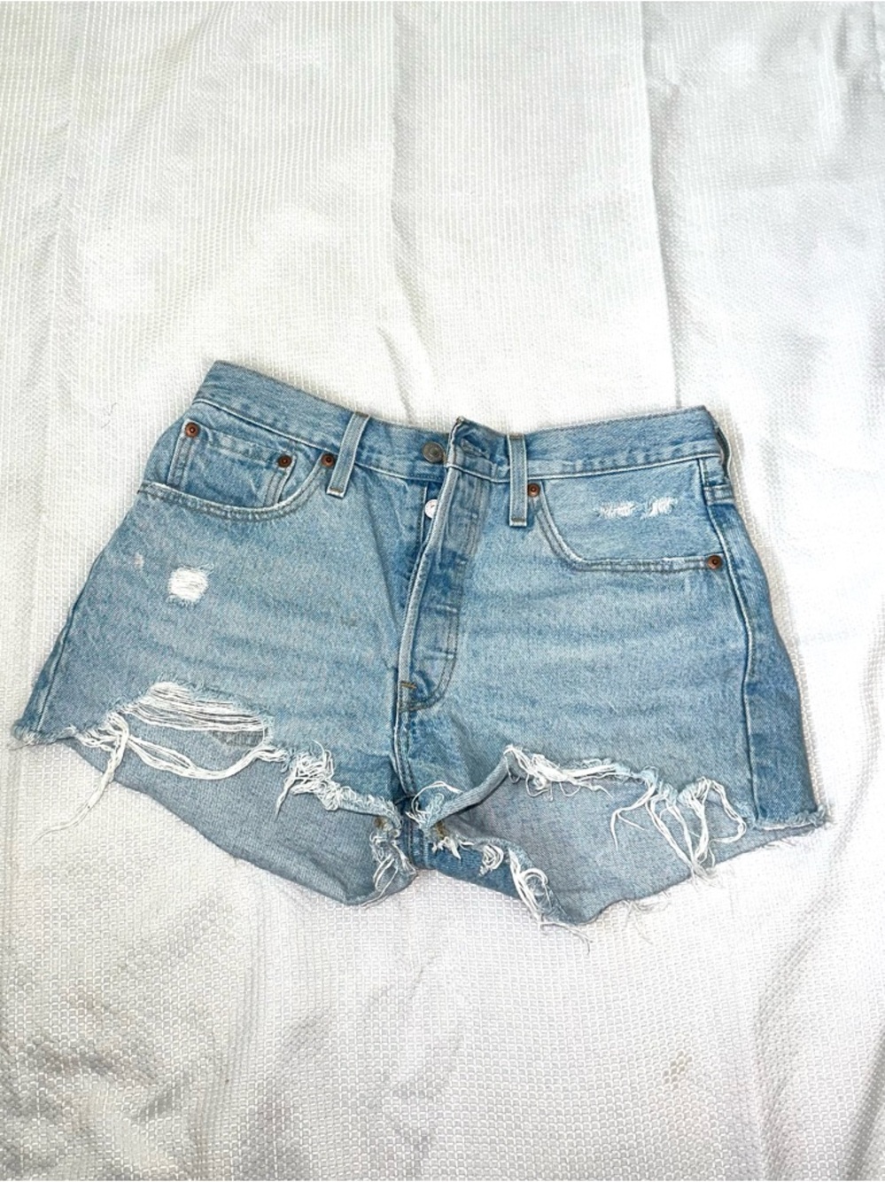 Levi 501 Distressed Denim Jean Shorts